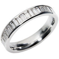 Example of a white gold eternity ring with rhodium plating